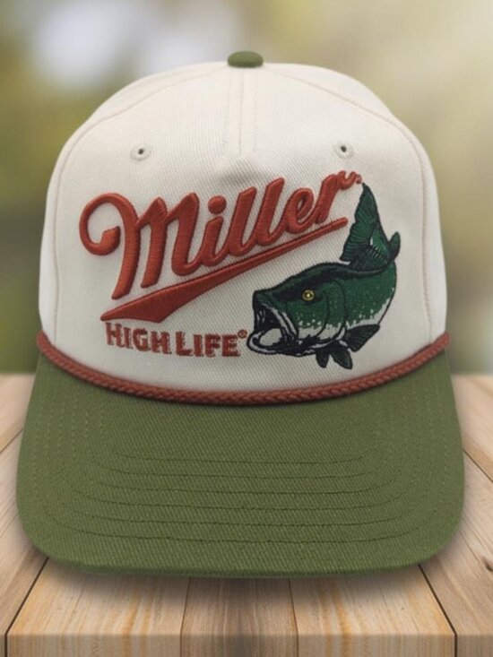 Miller Lite Accessories - Official Miller High Life Rope Hat Vintage Fishing Bass Beer Promo Snapback Cap